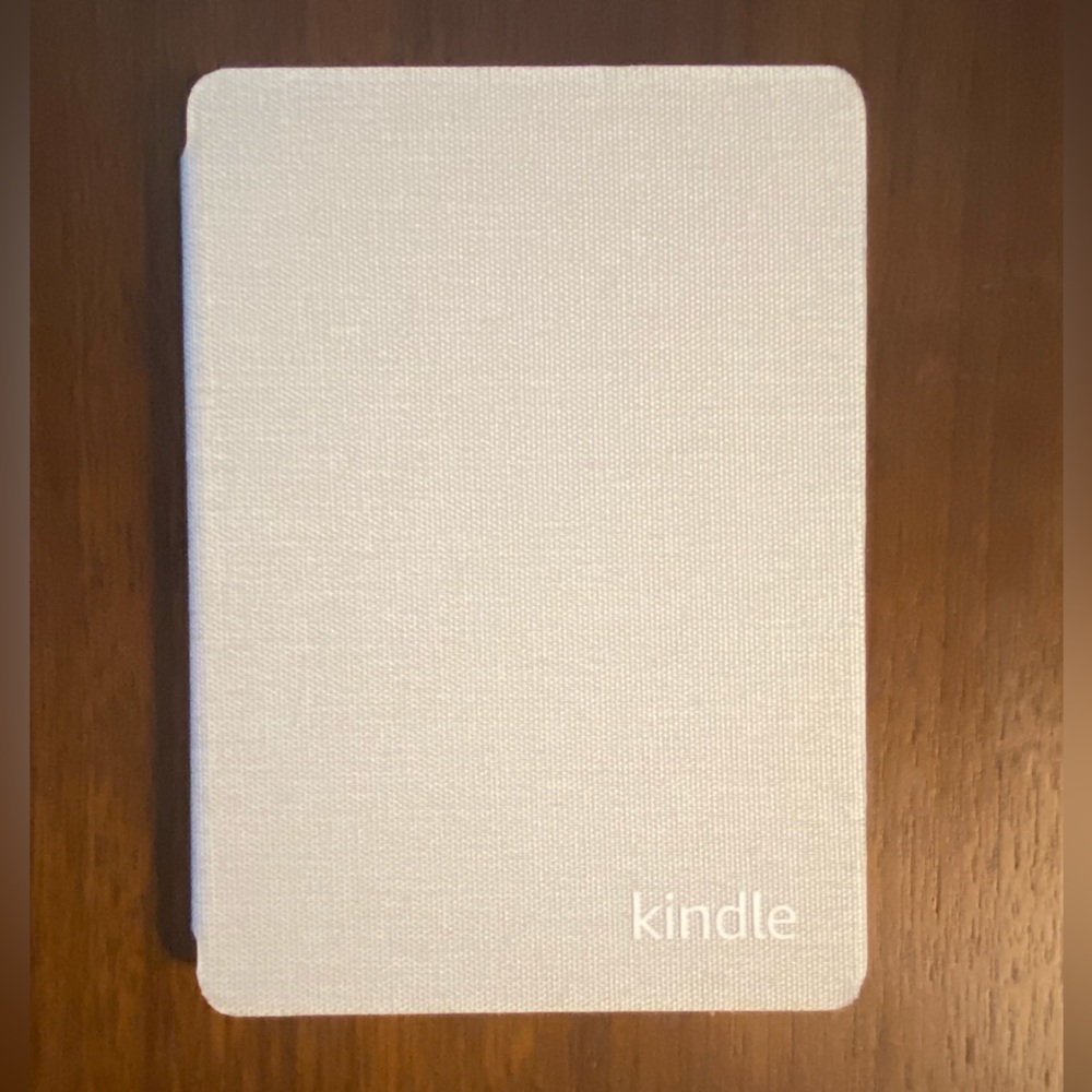 Fabric kindle cover in beige sandstone. 10th gen